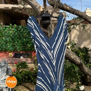 Ralph Lauren Navy and White Asymmetrical Dress